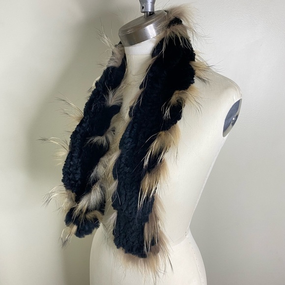 2 WAY MINK FUR WOVEN NET SCARF WITH SPIRAL WOVEN FUR AROUND THE EDGE! - Picture 8 of 8
